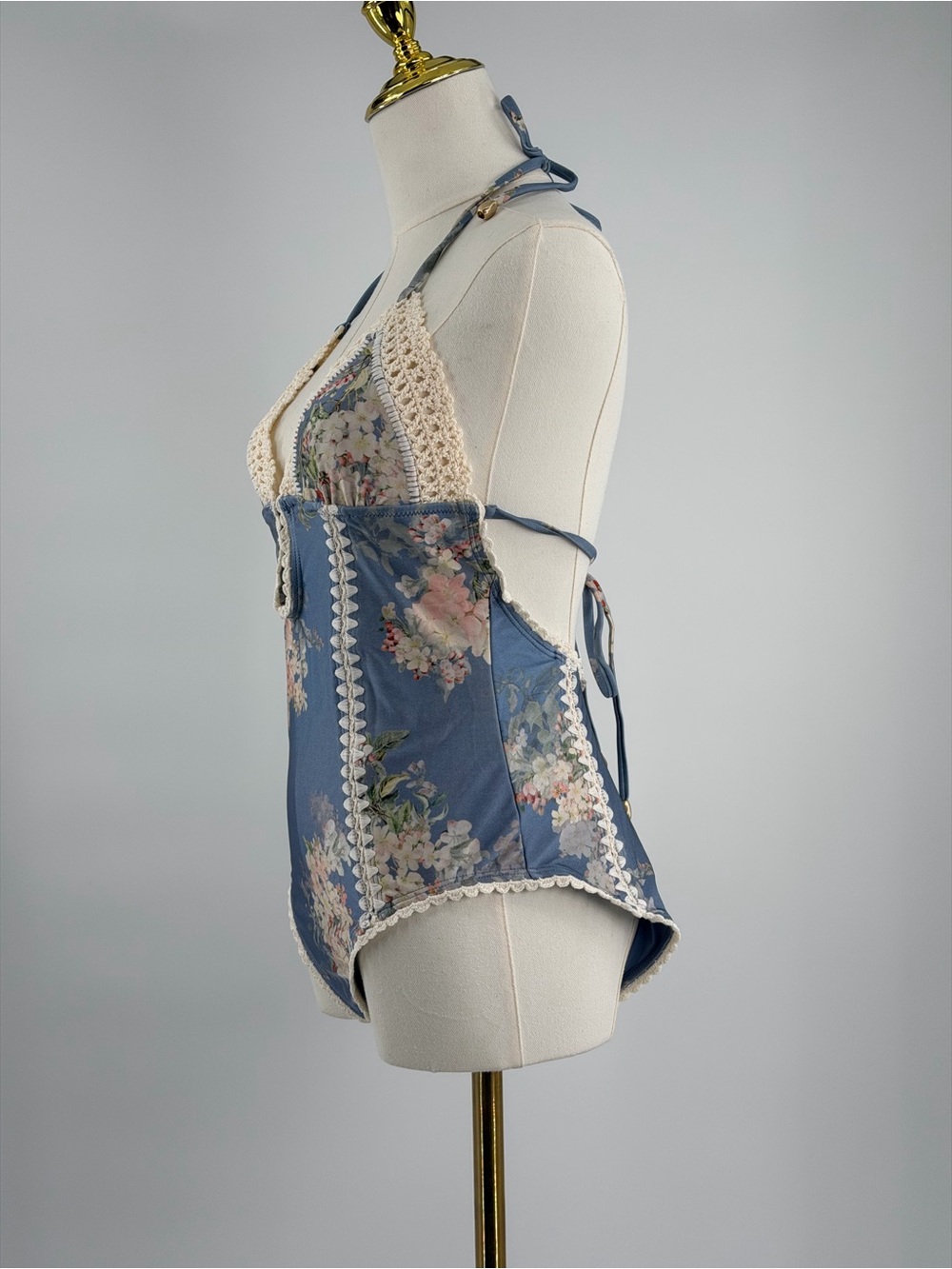🆕 ZIMMERMANN 🧿 NWT Cascadian Crochet Keyhole Cutout Swimsuit, Blue - Sz 3 US10 - Picture 8 of 14